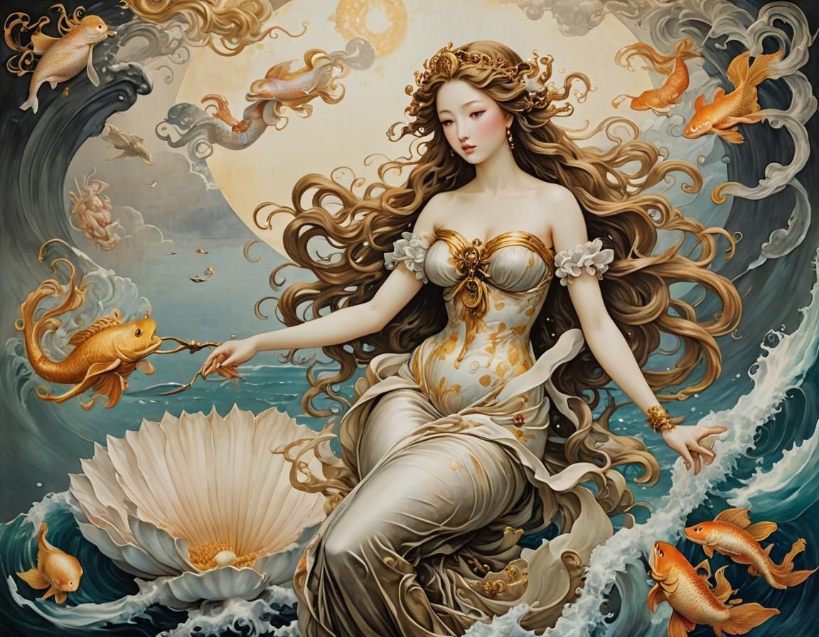 Birth of Venus in Yoshitaka Amano Style