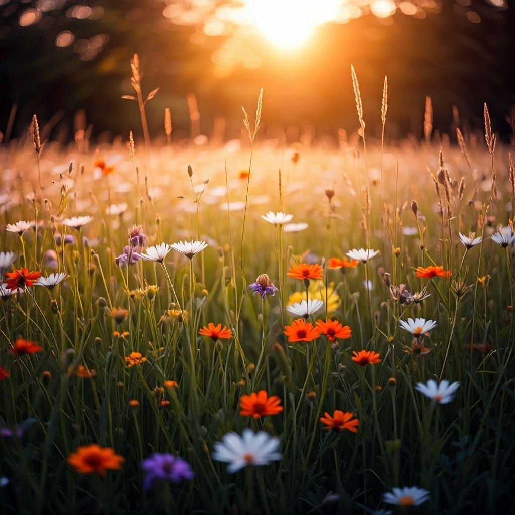 Vibrant Countryside Meadow in Soft, Cinematic Light