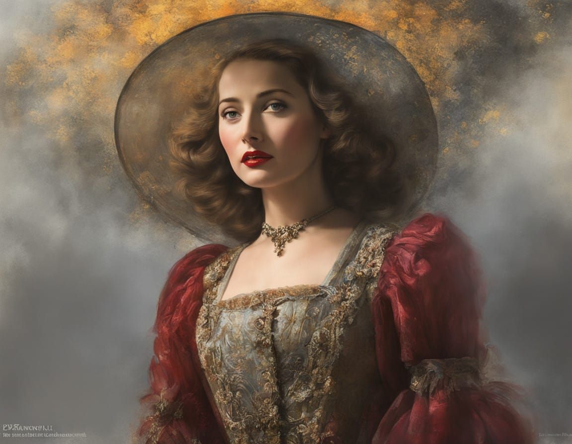 Barbara Stanwyck Portrait in Hyperrealistic Impasto Style