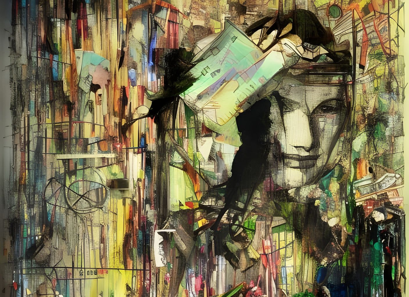 Expressionist Garbage Painting in Neo-Impressionist Style