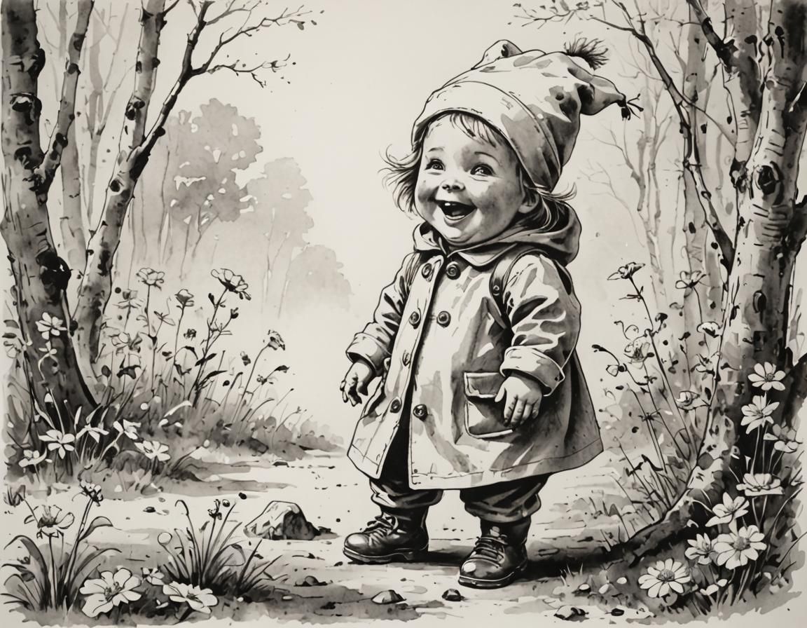 Funny Stick Figure in Black and White