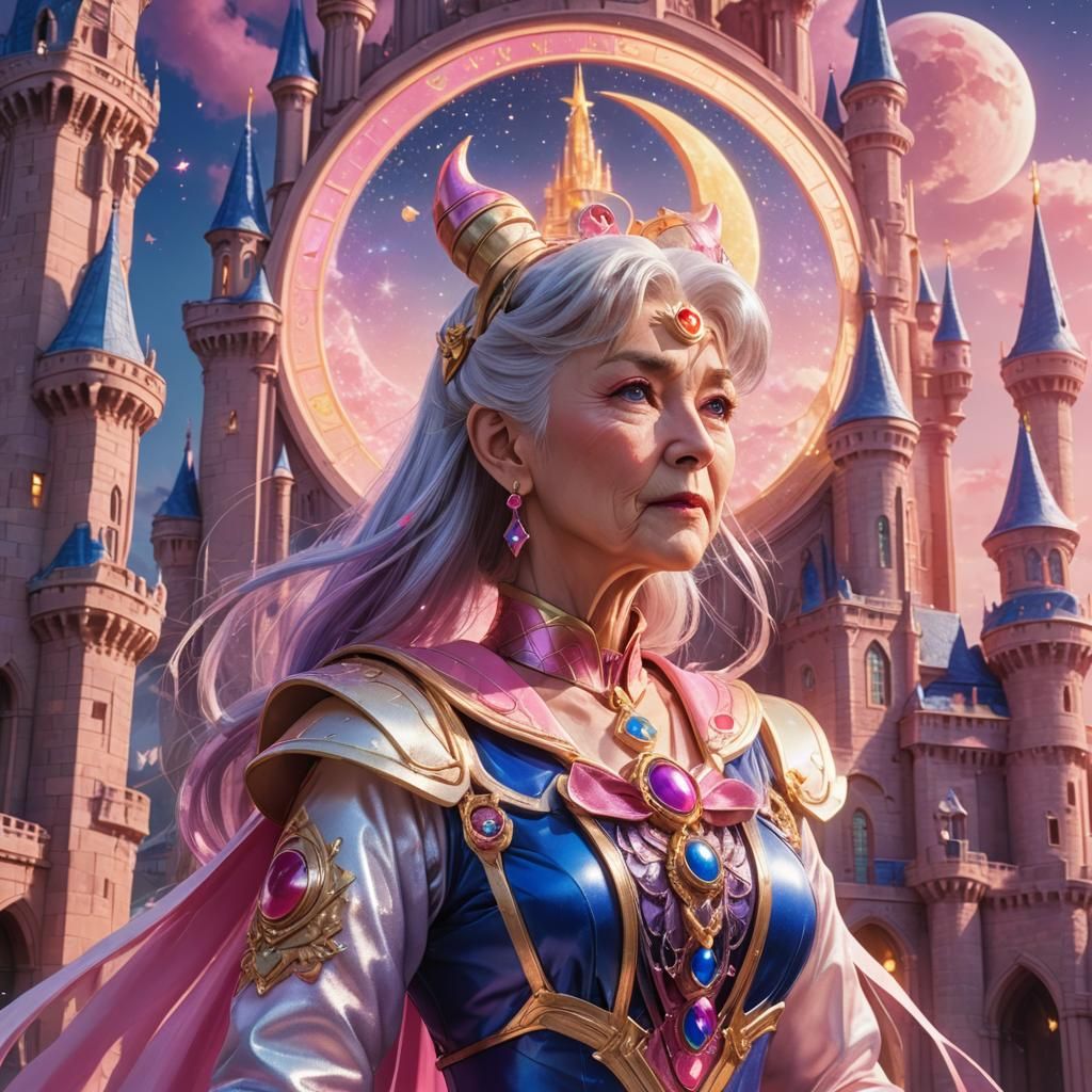 Old Woman as Sailor Moon in Dreamlike Castle