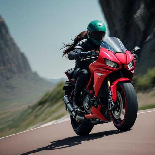 Girl on Dragonfly Motorcycle: Cinematic Film Still