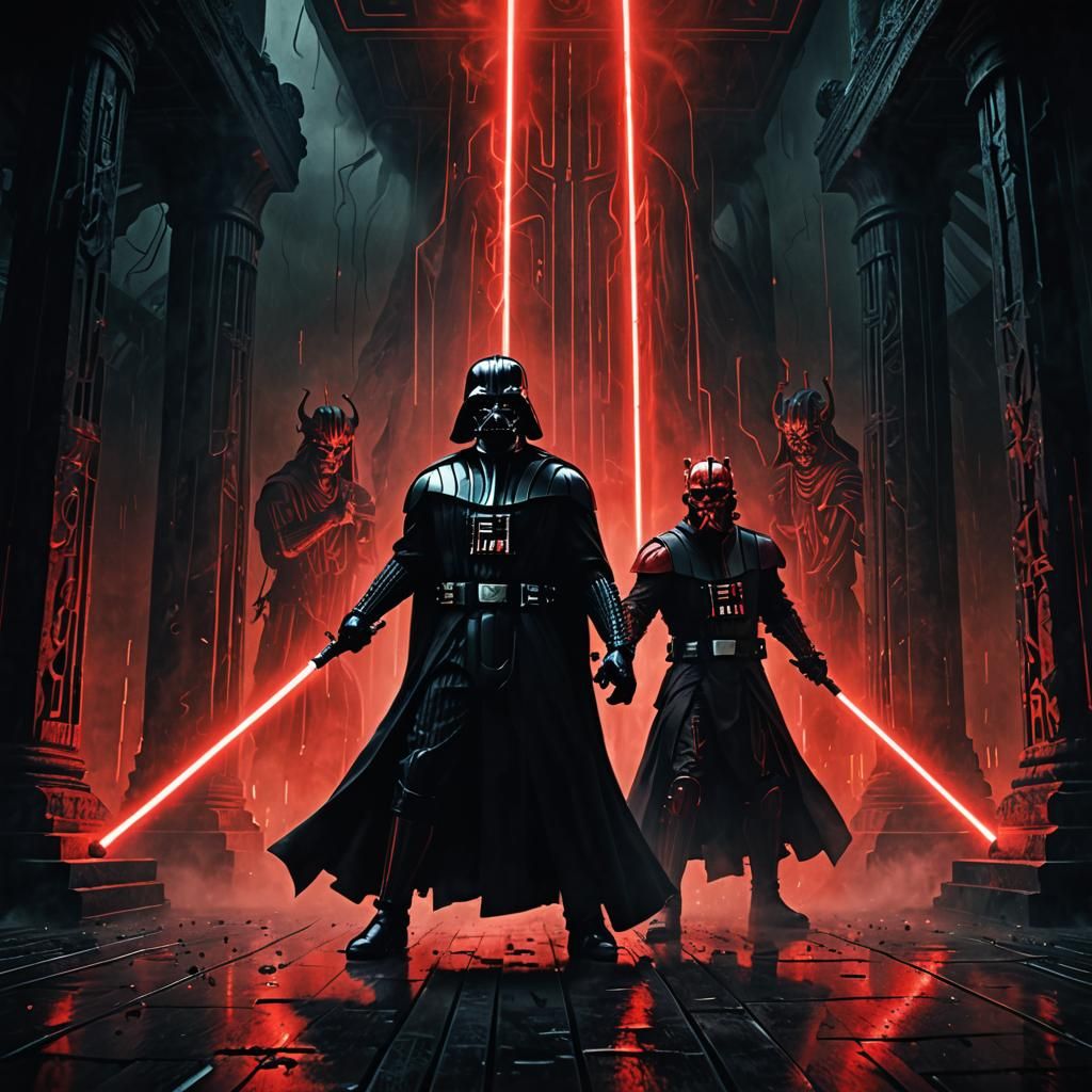 Epic Lightsaber Duel in Dark Digital Art Style