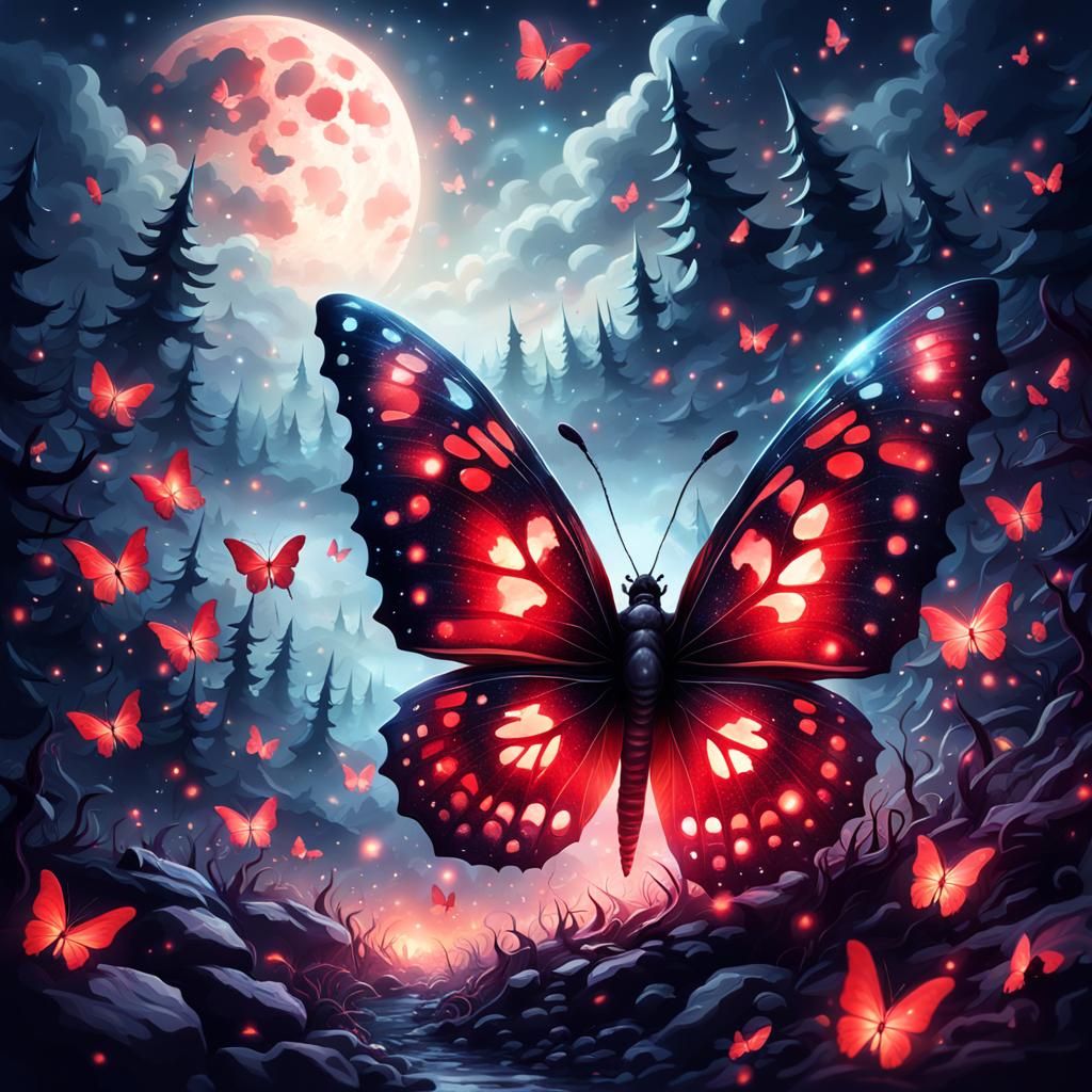 Red Butterfly Ascends Over Purgatory