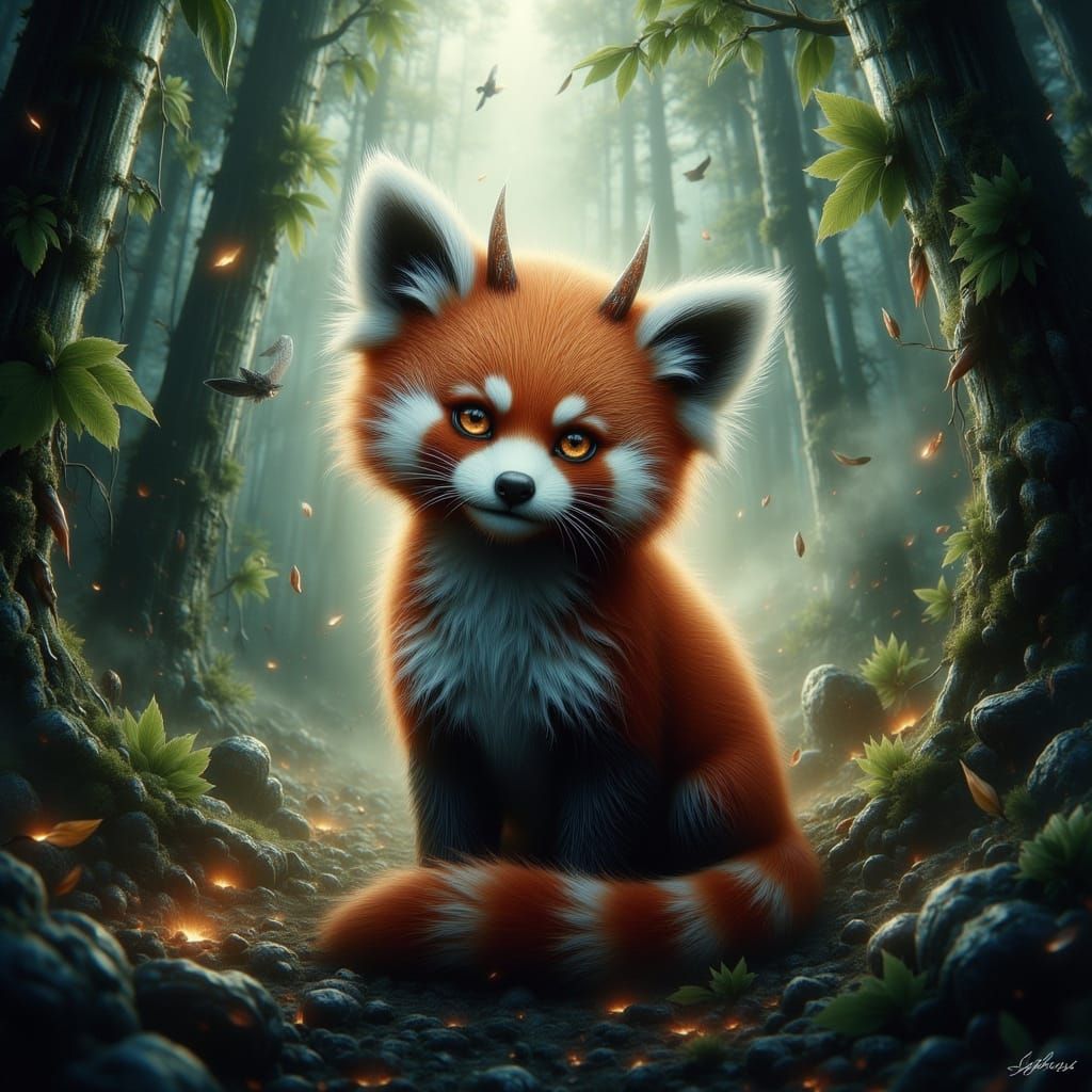 Angel Devil Red Panda Guardian of Extinct Animals