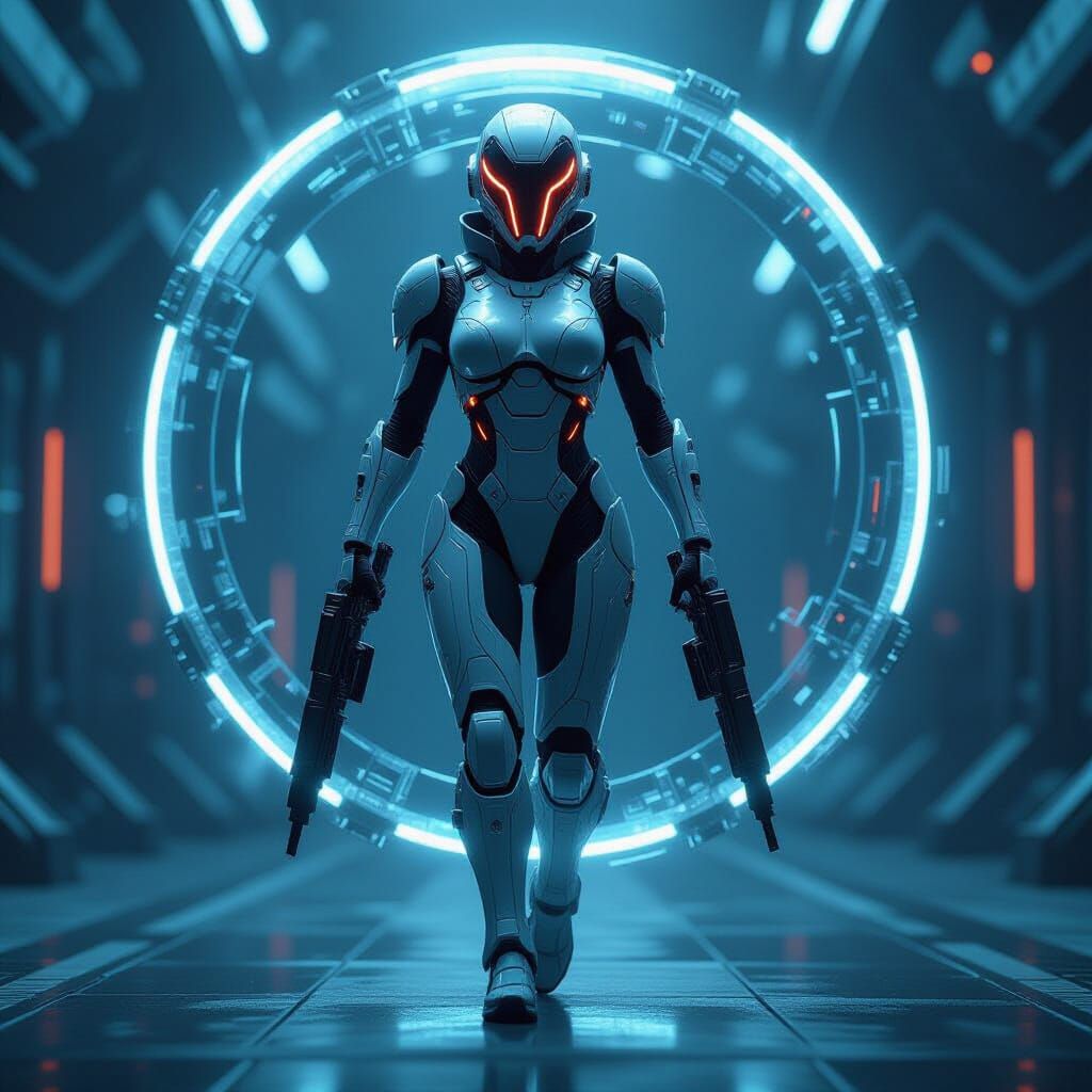 Advanced Female Combat Unit with Adaptive Armor