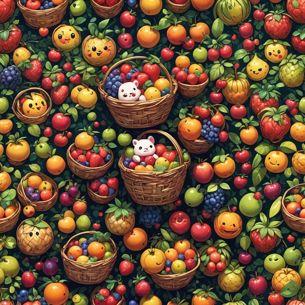 Chibi Fruits in Anime Style Basket Character