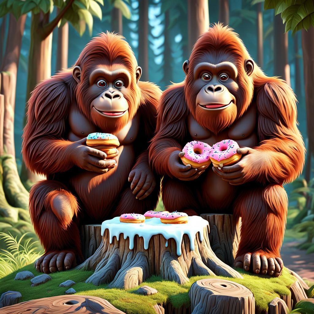 Squatches Eating Donuts