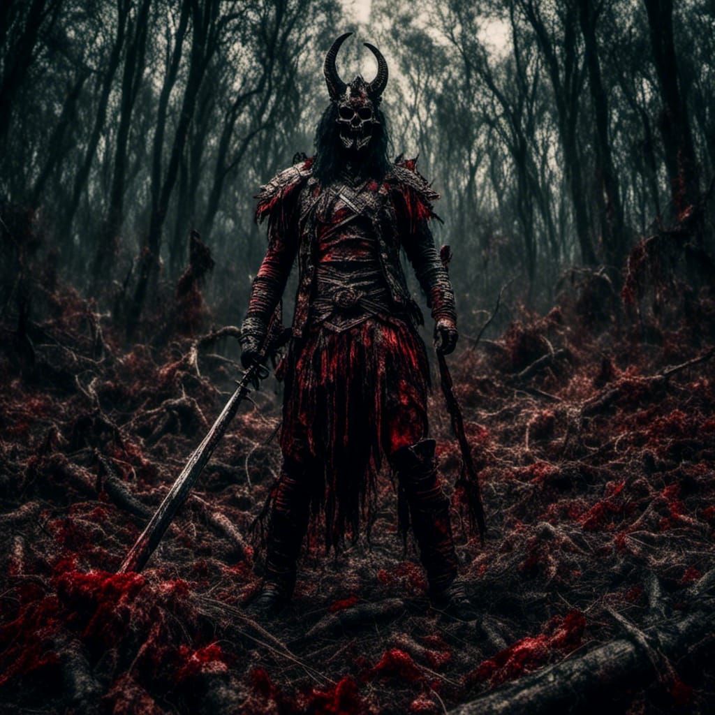 Brazilian Forest God Warrior in Psychedelic Horror