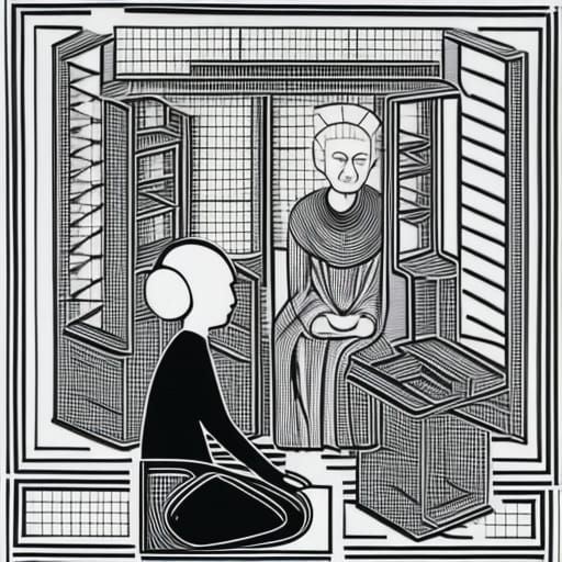 McLuhan, Curie, and Francis Meditating in Arcade Machine