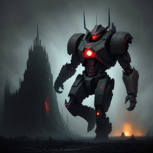 Menacing Alien War Machine in Industrial Biomechanical Style