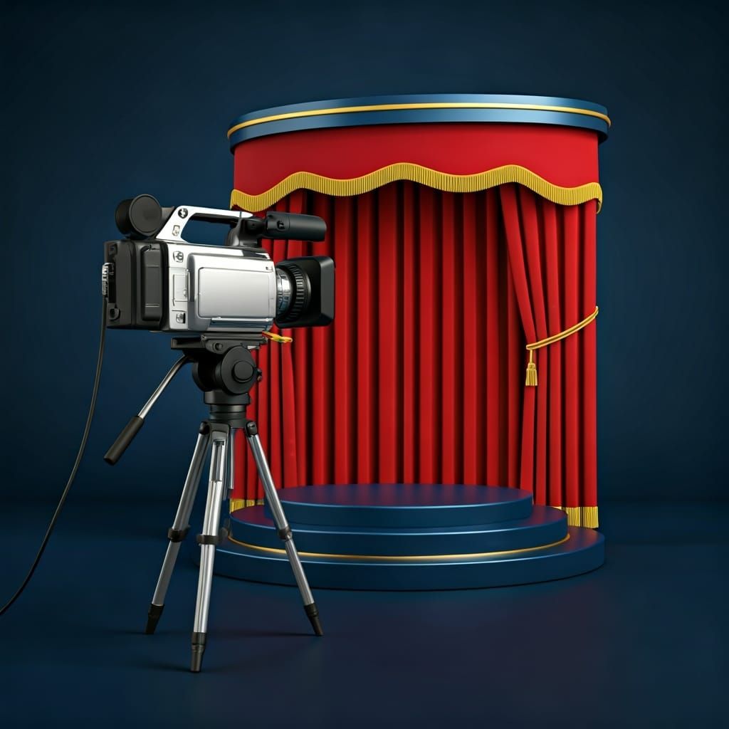 Video Camera on Stage in 3D Art Style