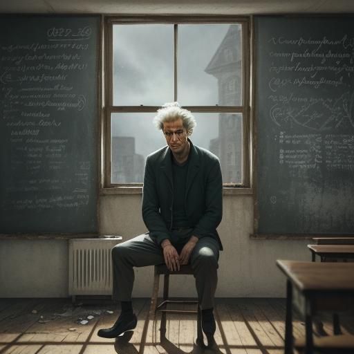 Mateusz in Surreal Classroom Inspired by Dali