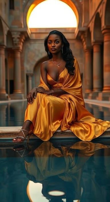 Desert Goddess in Liquid Gold Silk
