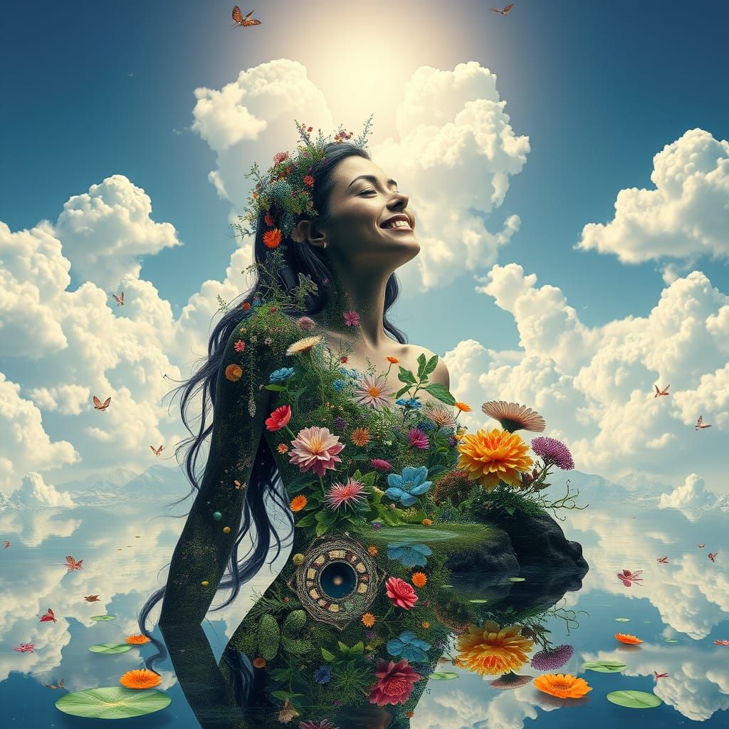 Ethereal Bio-Art Collage of Interconnected Ecosystems