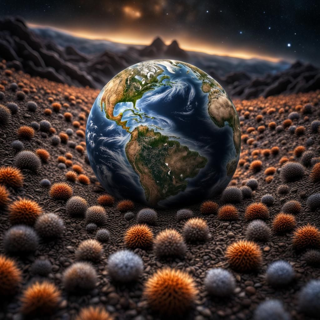 Galactic Earth Seeds Fantasy in Hyperrealistic Style