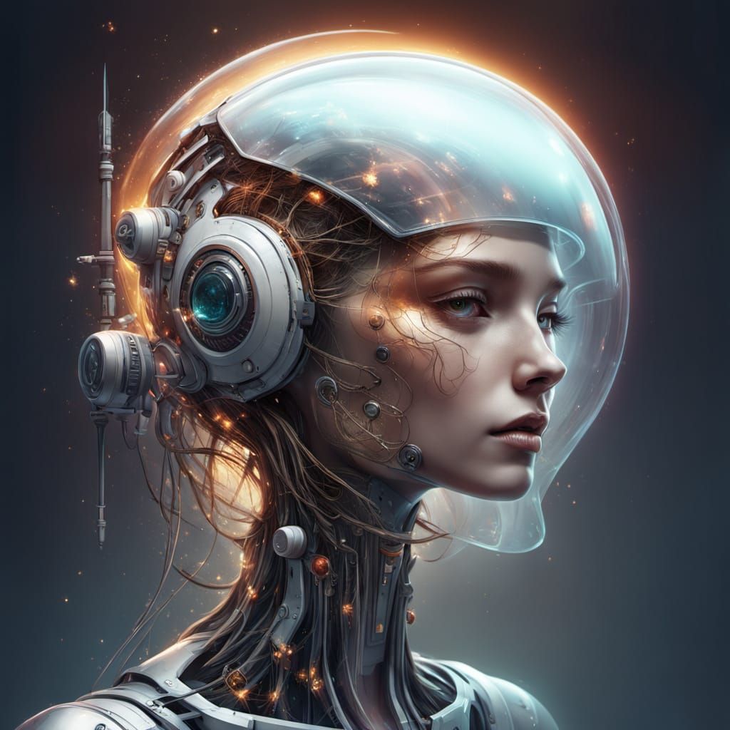 Surrealistic Futuristic Woman's Portrait in Triadic Colors