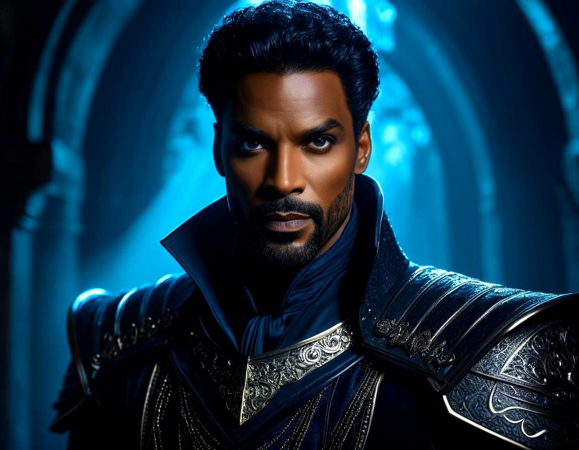 Dark Prince in Bioluminescent Fairycore Landscape