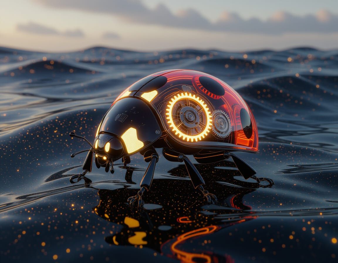 Cosmic Ladybug Crawls Across a Black Ocean