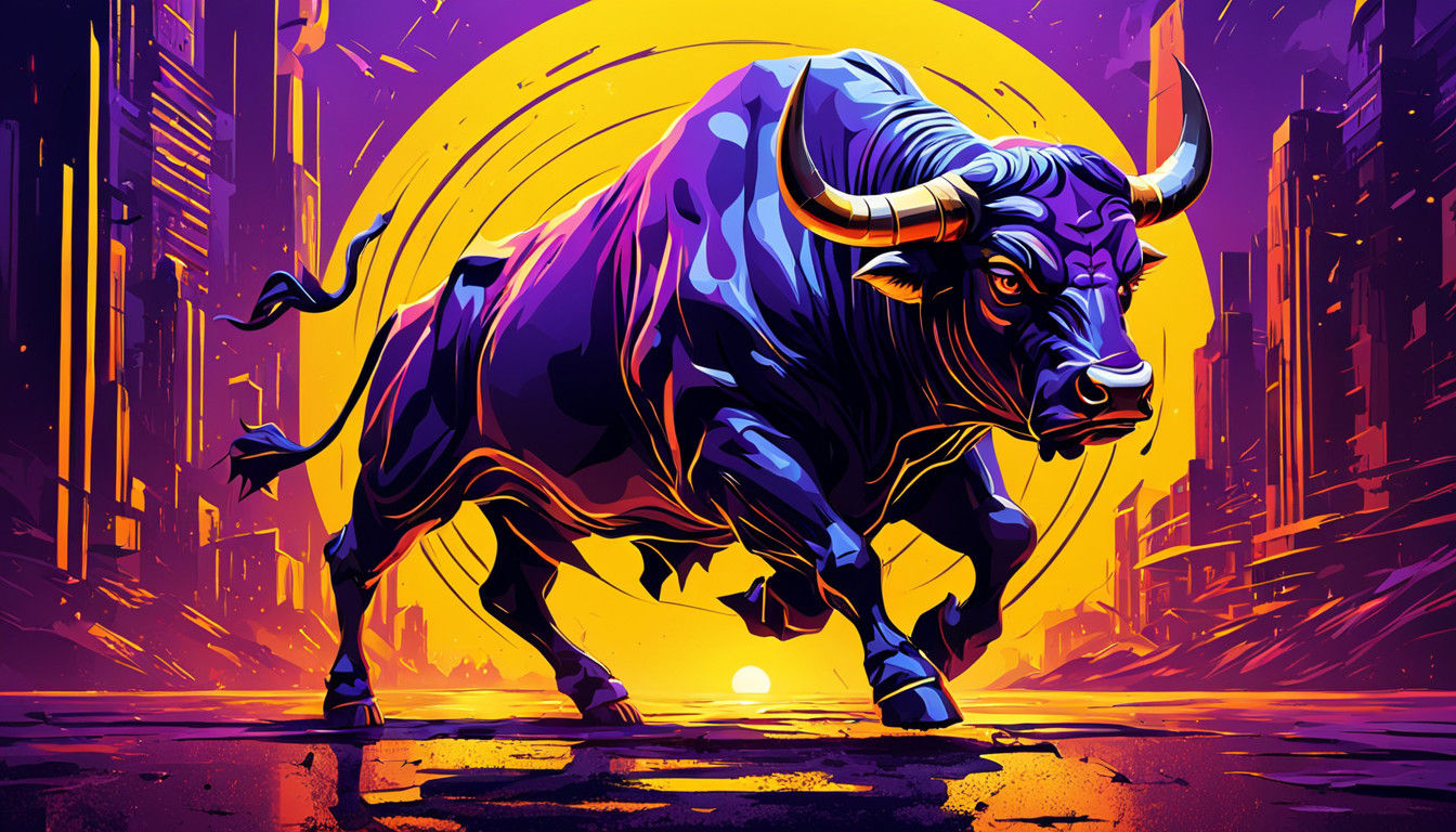 Vibrant Bull in High-Contrast Sunset
