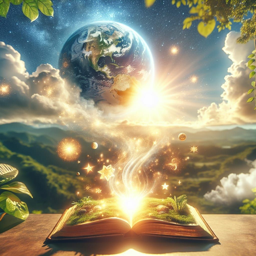 Radiant Golden Magic Book with Celestial Energy