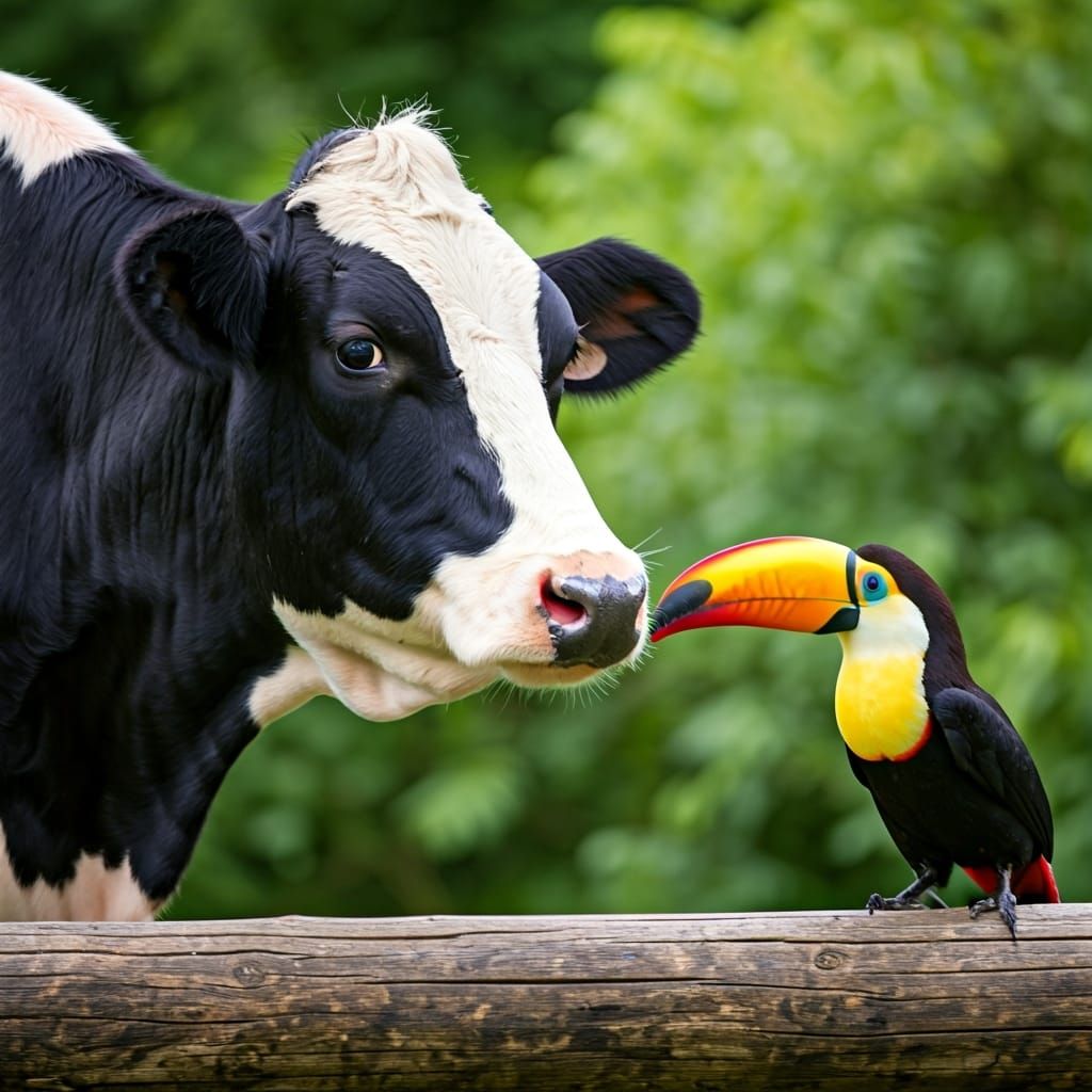 Cow and Toucan Digital Art