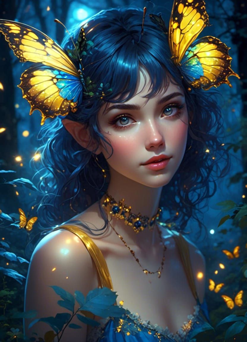 Whimsical Gothic Fairy in Moonlit Forest