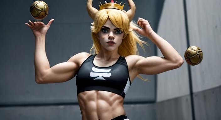 Athletic Blonde Bowsette in Thriller Style