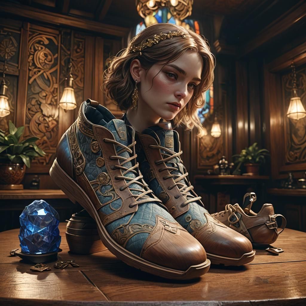 Shoes on Table: Hyperdetailed Artgerm Portrait
