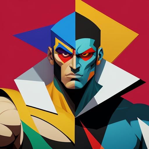 Cubist Street Fighter Art Deco Painting