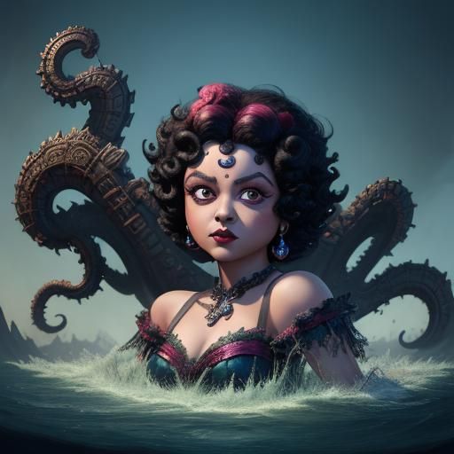Betty Boop as Medusa: Fantasy Concept Art
