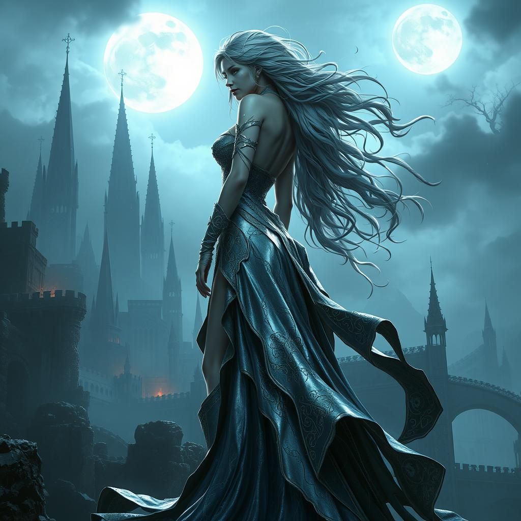Rapunzel in Gothic Landscape, Esteban Maroto Style