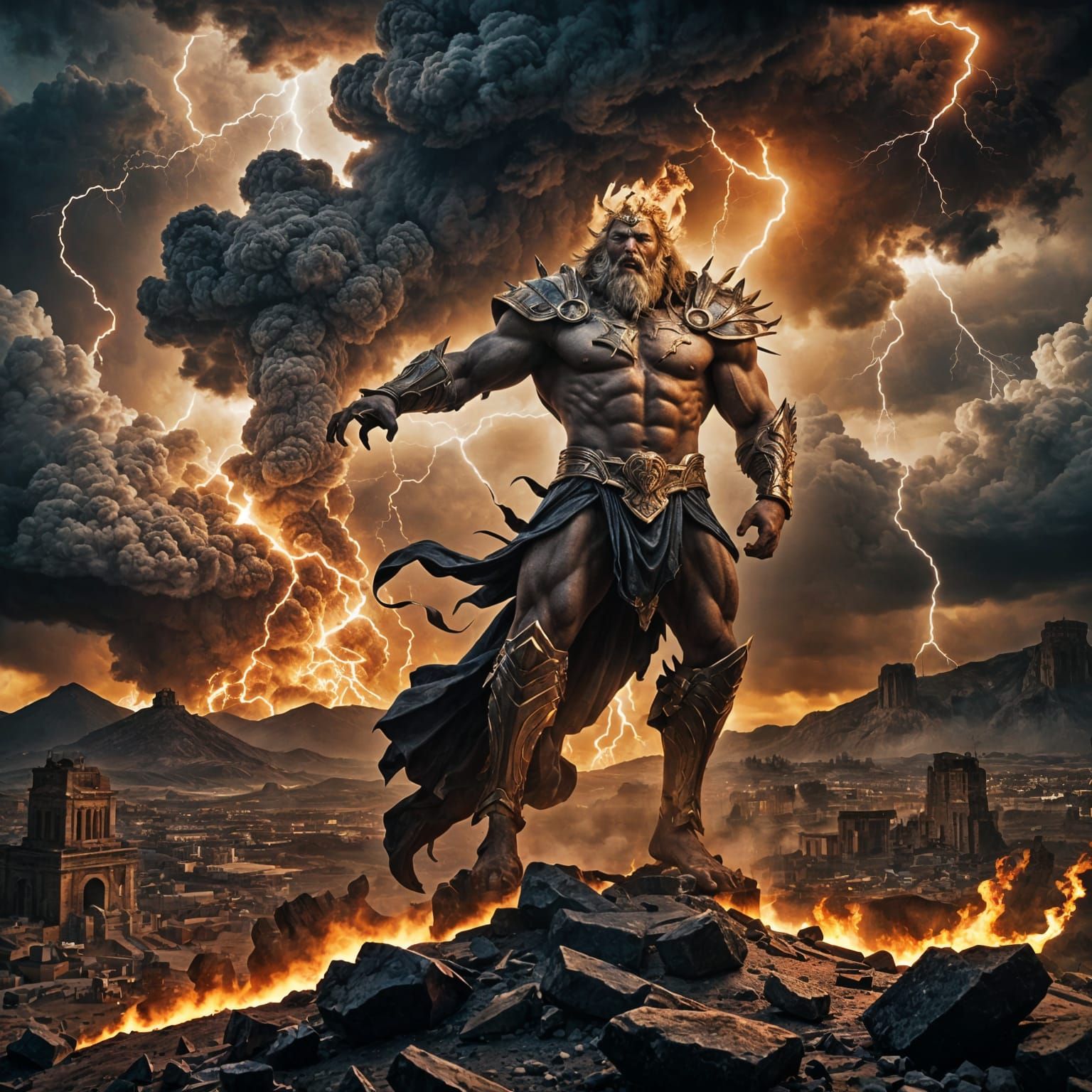 Zeus Reigns Destruction: A Cinematic Film Still