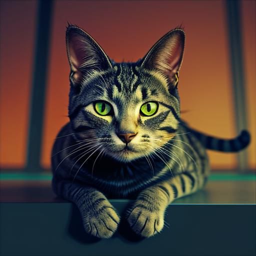 Futuristic Cyborg Cat with Metallic Enhancements