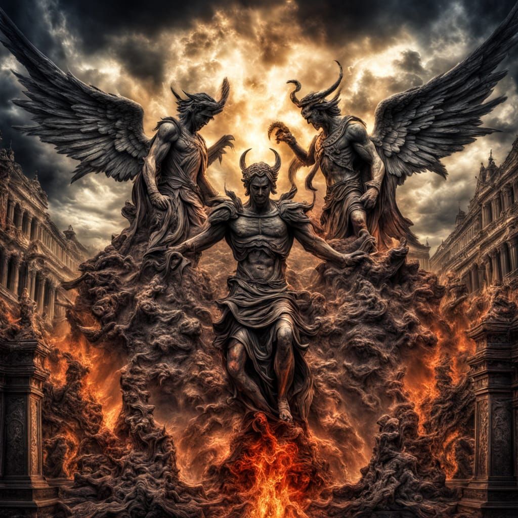 Angels and Demons Merge in Hyperrealistic HDR