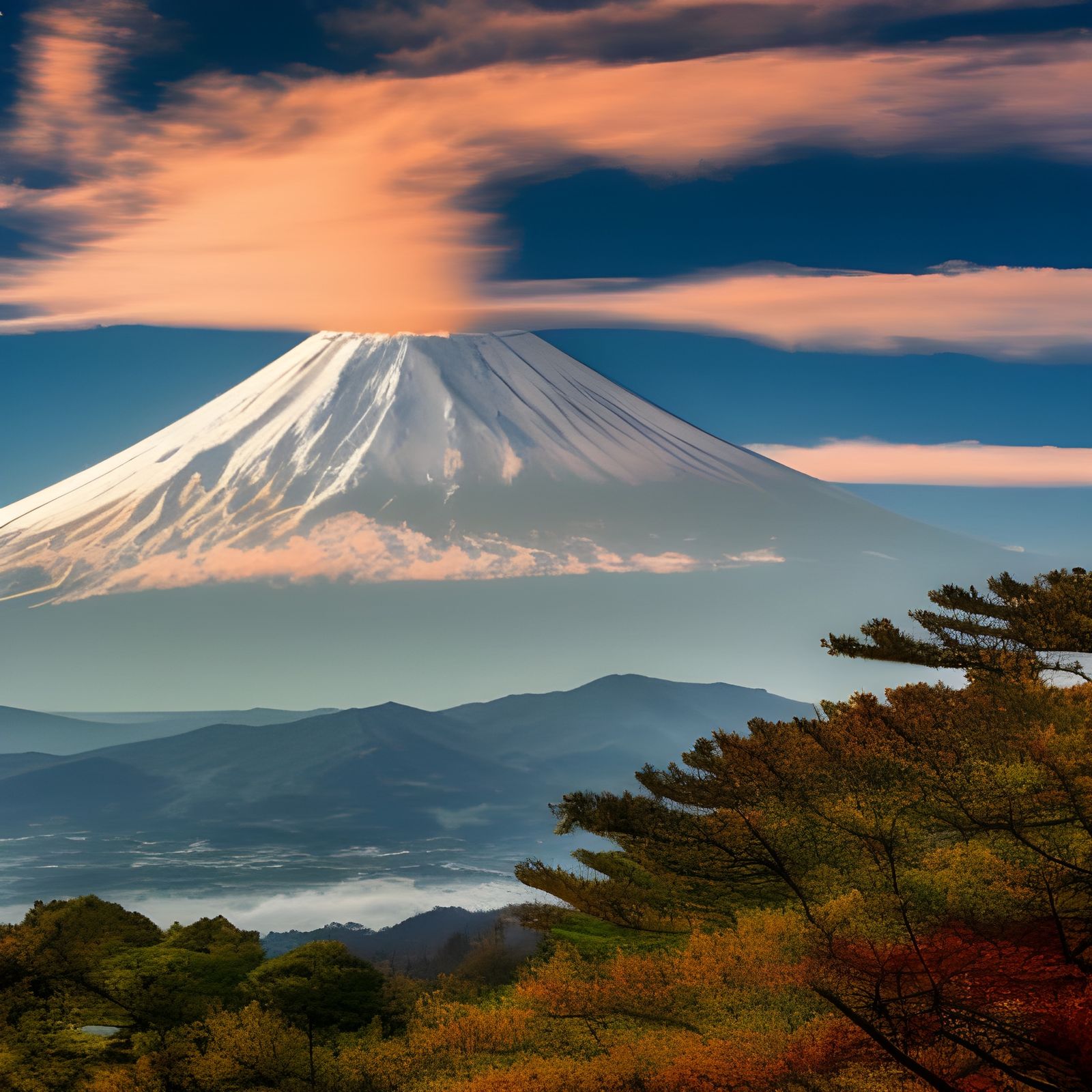 Mount Fuji and Misty Clouds