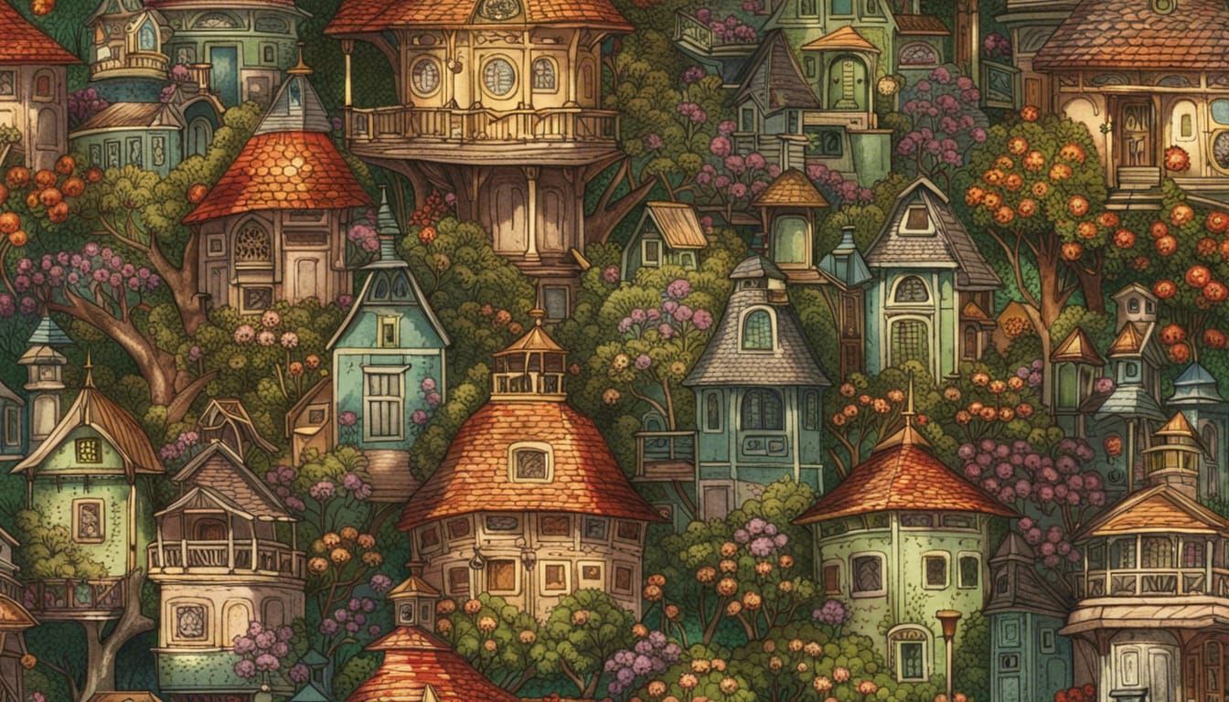 Ornate Birdhouse in Flourishing Rococo Garden