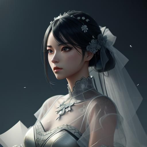 Woman in Tulle: 3D Anime Art