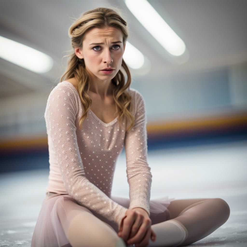 Sad Ice Skater Falls: A Moment of Frustration
