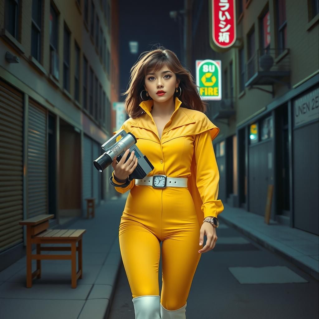 Sorayama Retro 80s Sci-Fi April O'Neil in Oil Painting