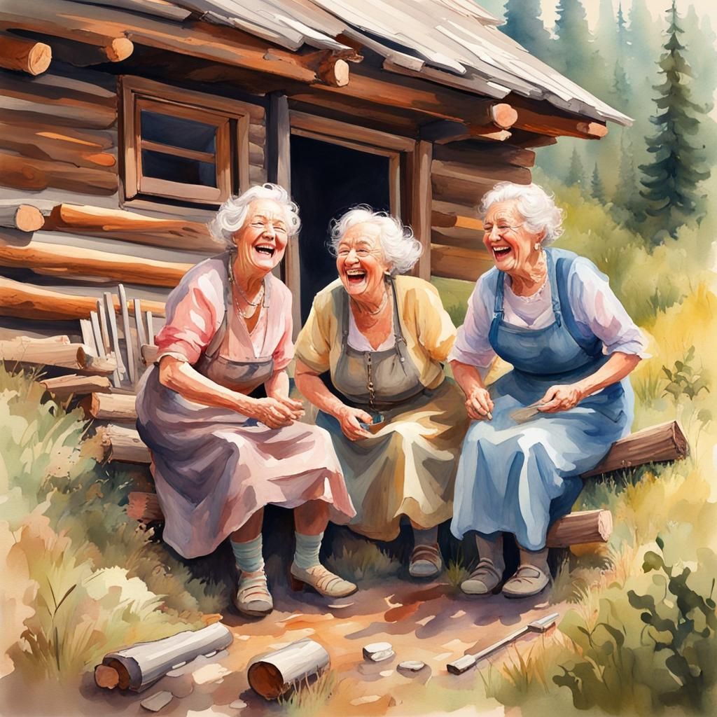 Building a Log Cabin: An Impressionist Watercolor