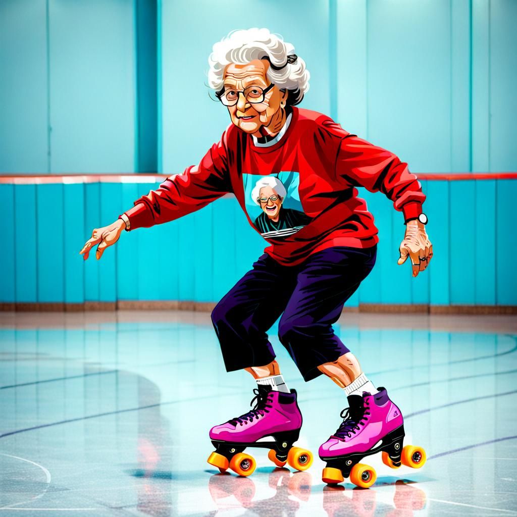 Bad Grandma Roller Skating Adventure