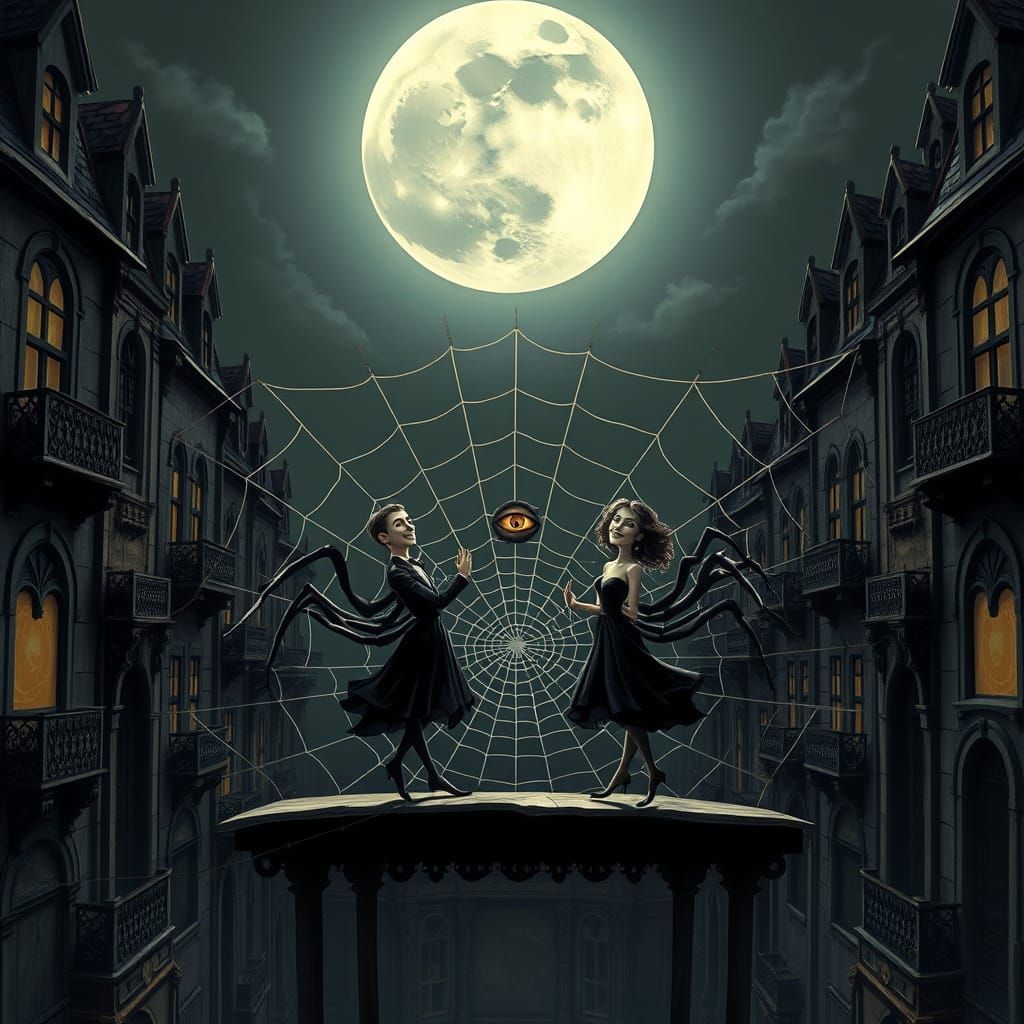 Gothic Spiderweb Dance in Tim Burton Style