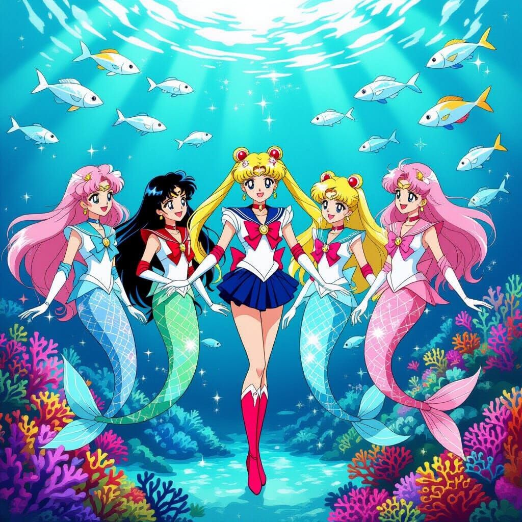 Sailor Moon Meets Mermaids in 1992 Anime Style