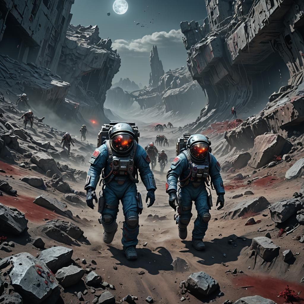 Zombies on the Moon in ZBrush Style