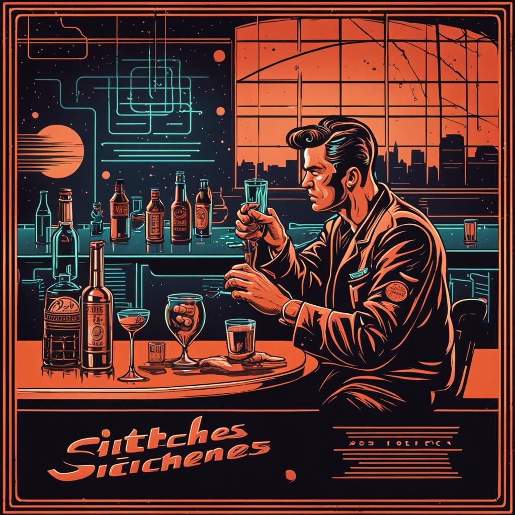 Retro Sci-Fi Liquor Ad in 50's Style