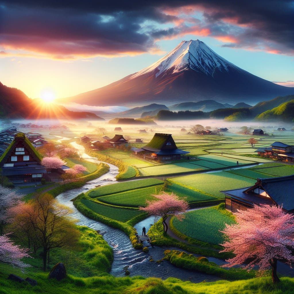 Serene Sunrise Landscape in Japan
