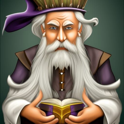 Steampunk Magician in Purple Robe with Stars