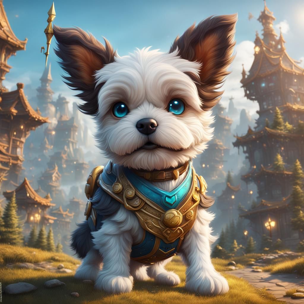 Fantastical Cute Dog in Detailed Matte Painting